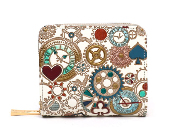 Gears Of Time (Blue-Green) Zip Around Bi-Fold Wallet