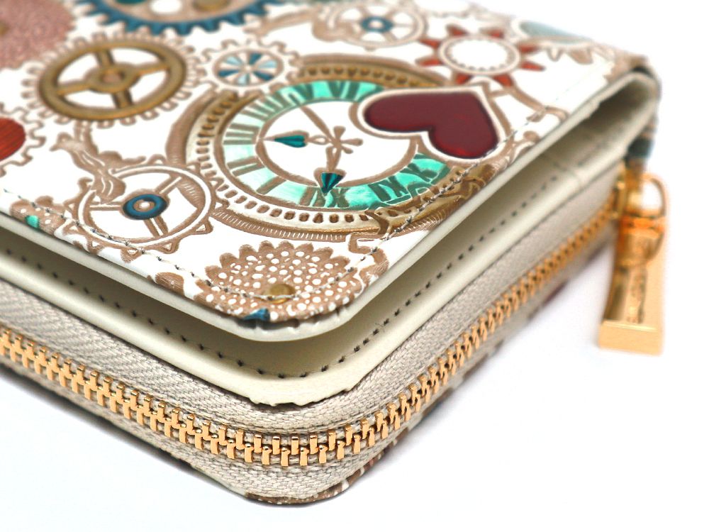 Gears Of Time (Blue-Green) Zip Around Bi-Fold Wallet