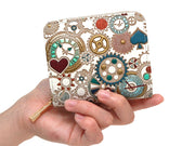 Gears Of Time (Blue-Green) Zip Around Bi-Fold Wallet