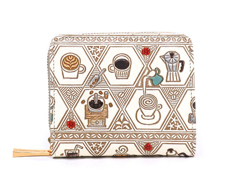 Coffee Zip Around Bi-Fold Wallet | BUNKOYA OOZEKI | Handpainting