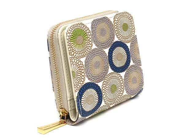 Umbrella Chrysanthemums (Shimmering Blue) Zip Around Bi-Fold Wallet