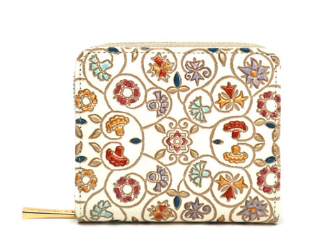 KINKARAKOBANA - Small Golden Flowers Zip Around Bi-Fold Wallet