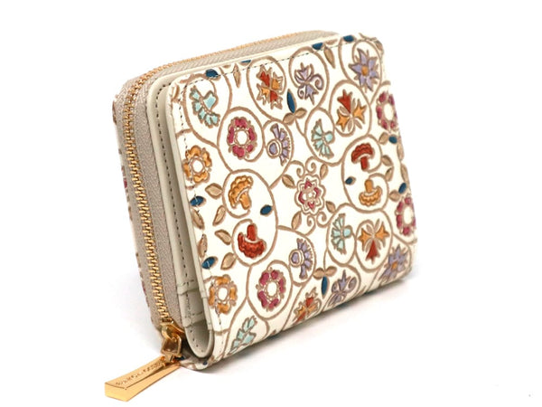 KINKARAKOBANA - Small Golden Flowers Zip Around Bi-Fold Wallet