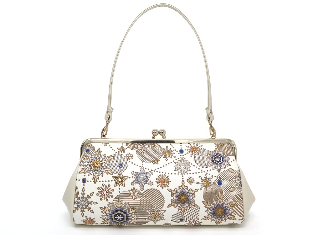 Snow Ornaments (Blue) GAMAGUCHI Clasp Clutch Purse