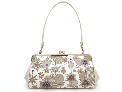 Snow Ornaments (Blue) GAMAGUCHI Clasp Clutch Purse