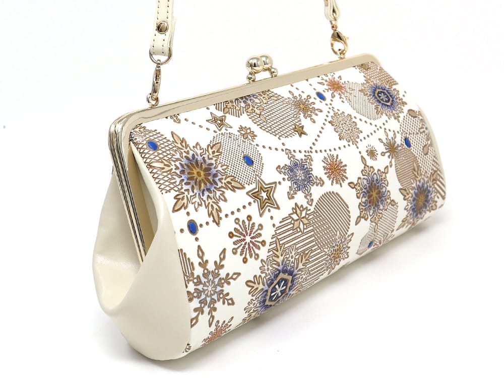 Snow Ornaments (Blue) GAMAGUCHI Clasp Clutch Purse
