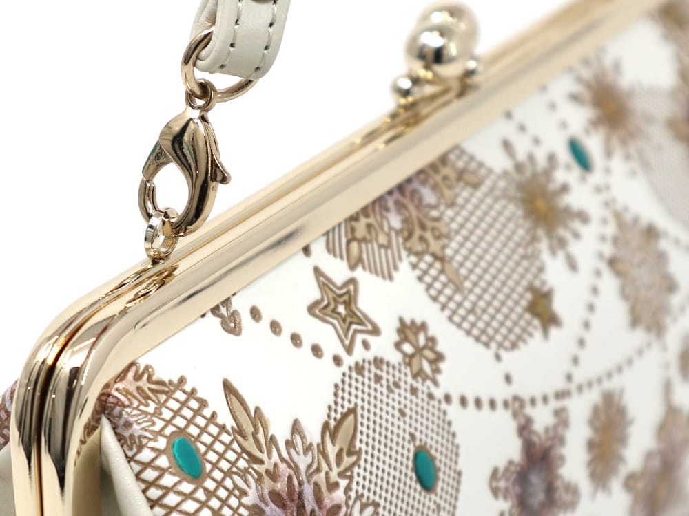 Snow Ornaments (Brown) GAMAGUCHI Clasp Clutch Purse