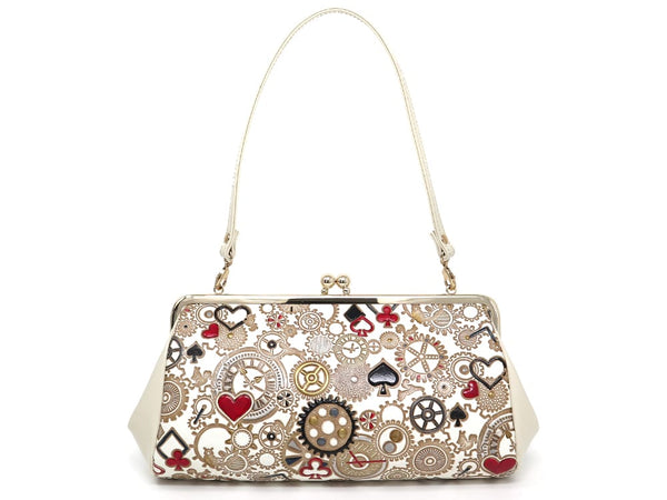 Gears Of Time (Red-Black) Clasp Clutch Purse
