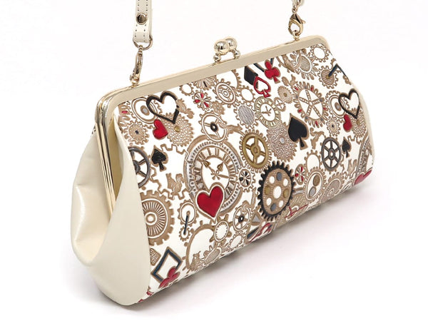 Gears Of Time (Red-Black) Clasp Clutch Purse