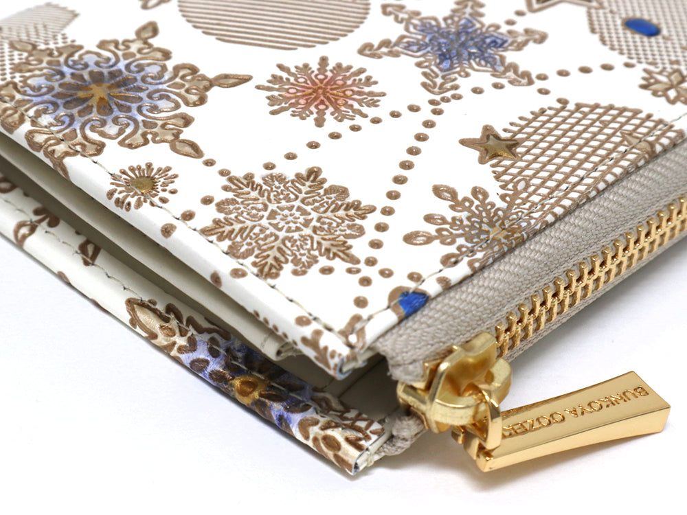 Snow Ornaments (Blue) Small Wallet with L-zipper