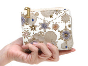 Snow Ornaments (Blue) Small Wallet with L-zipper