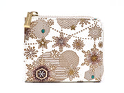 Snow Ornaments (Brown) Small Wallet with L-zipper