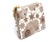 Snow Ornaments (Brown) Small Wallet with L-zipper