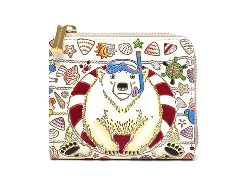 Seaside Bear Small Wallet with L-zipper