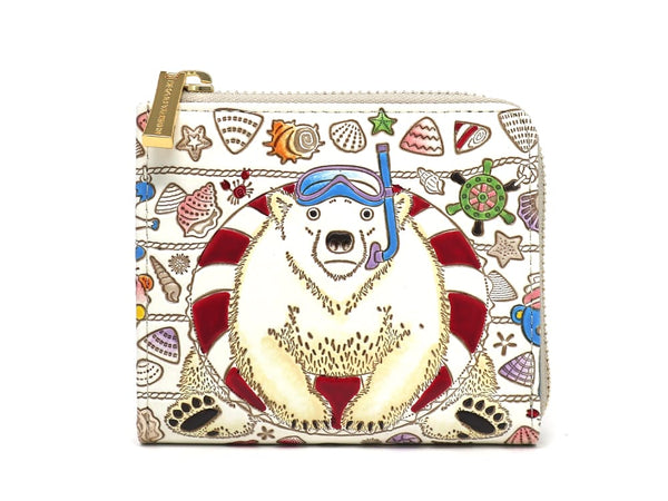 Seaside Bear Small Wallet with L-zipper