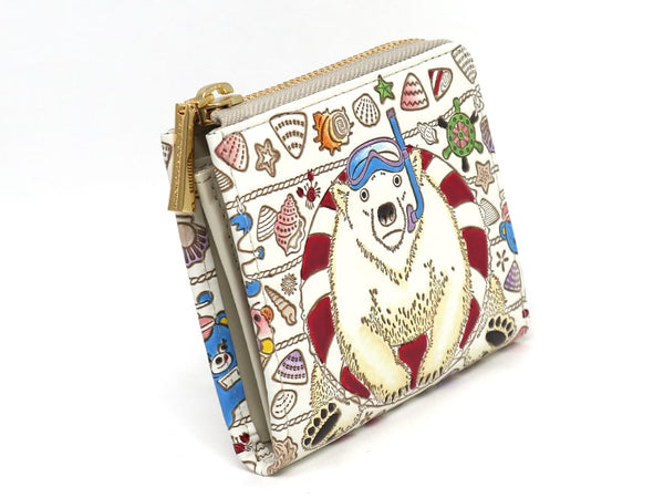 Seaside Bear Small Wallet with L-zipper