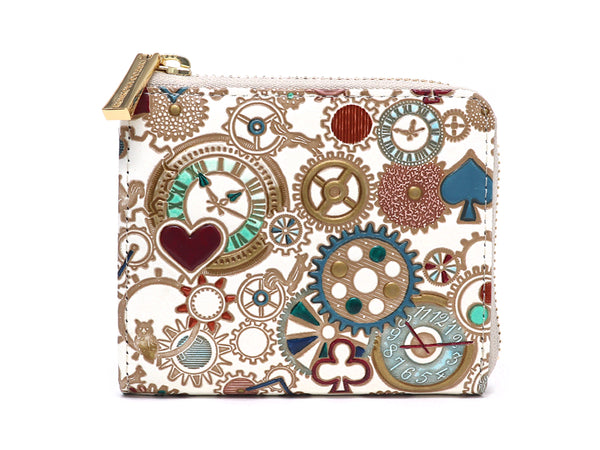 Gears Of Time (Blue-Green) Small Wallet with L-zipper