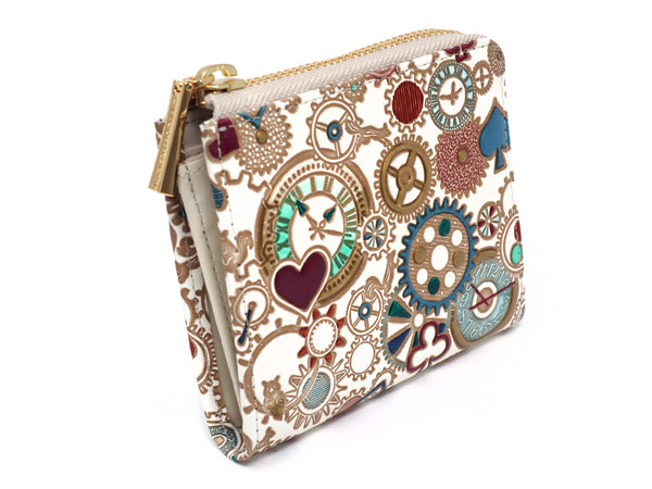 Gears Of Time (Blue-Green) Small Wallet with L-zipper