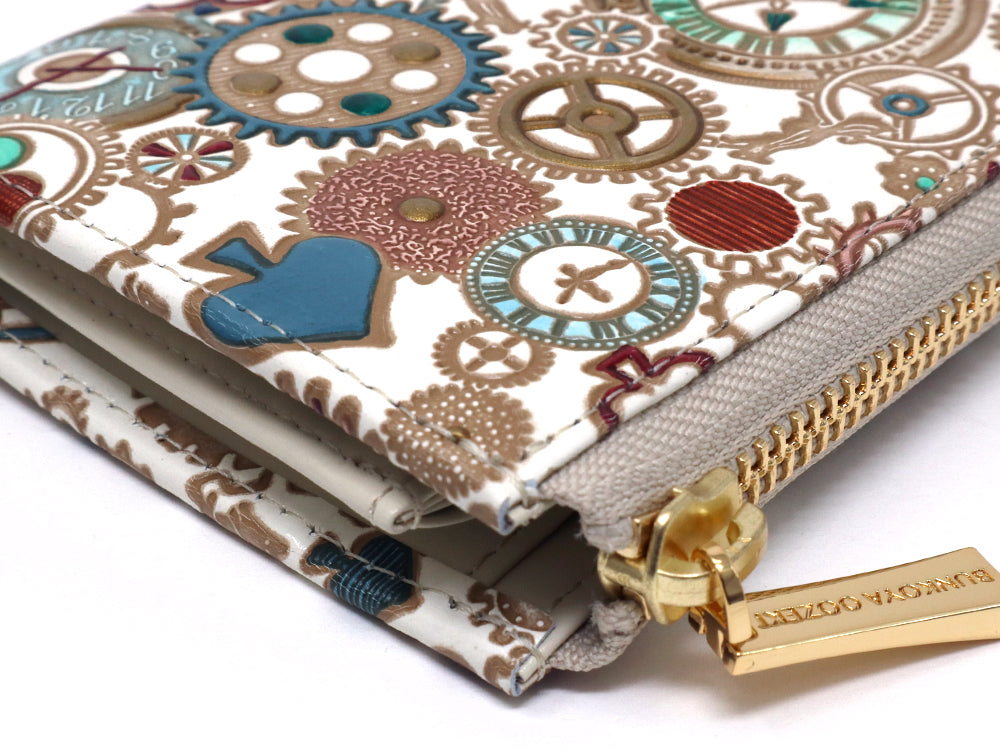 Gears Of Time (Blue-Green) Small Wallet with L-zipper