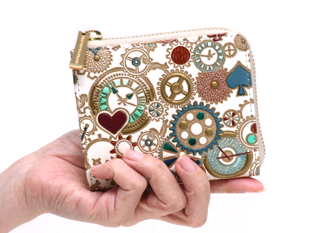 Gears Of Time (Blue-Green) Small Wallet with L-zipper