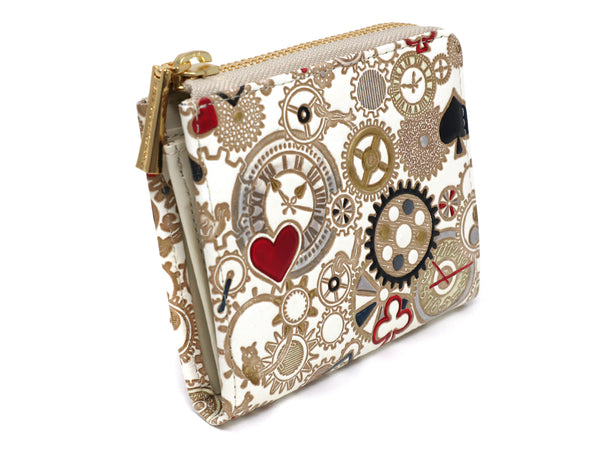 Gears Of Time (Red-Black) Small Wallet with L-zipper