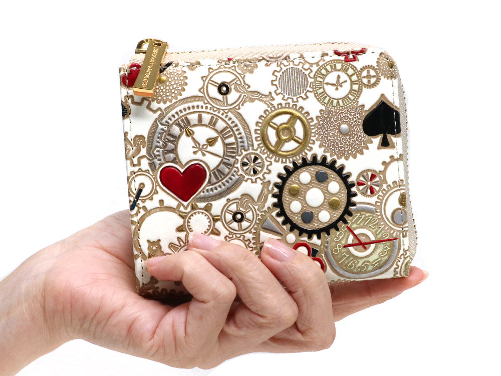 Gears Of Time (Red-Black) Small Wallet with L-zipper