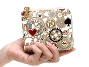 Gears Of Time (Red-Black) Small Wallet with L-zipper