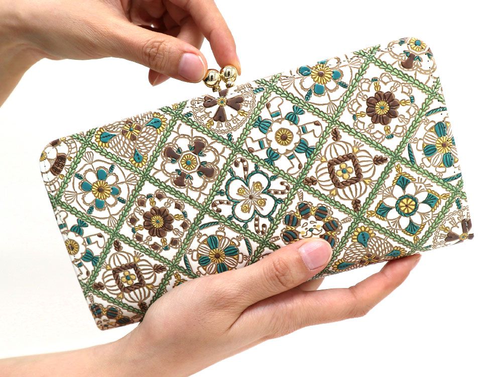 Chocolate Crochet GAMAGUCHI Long Wallet with Clasp