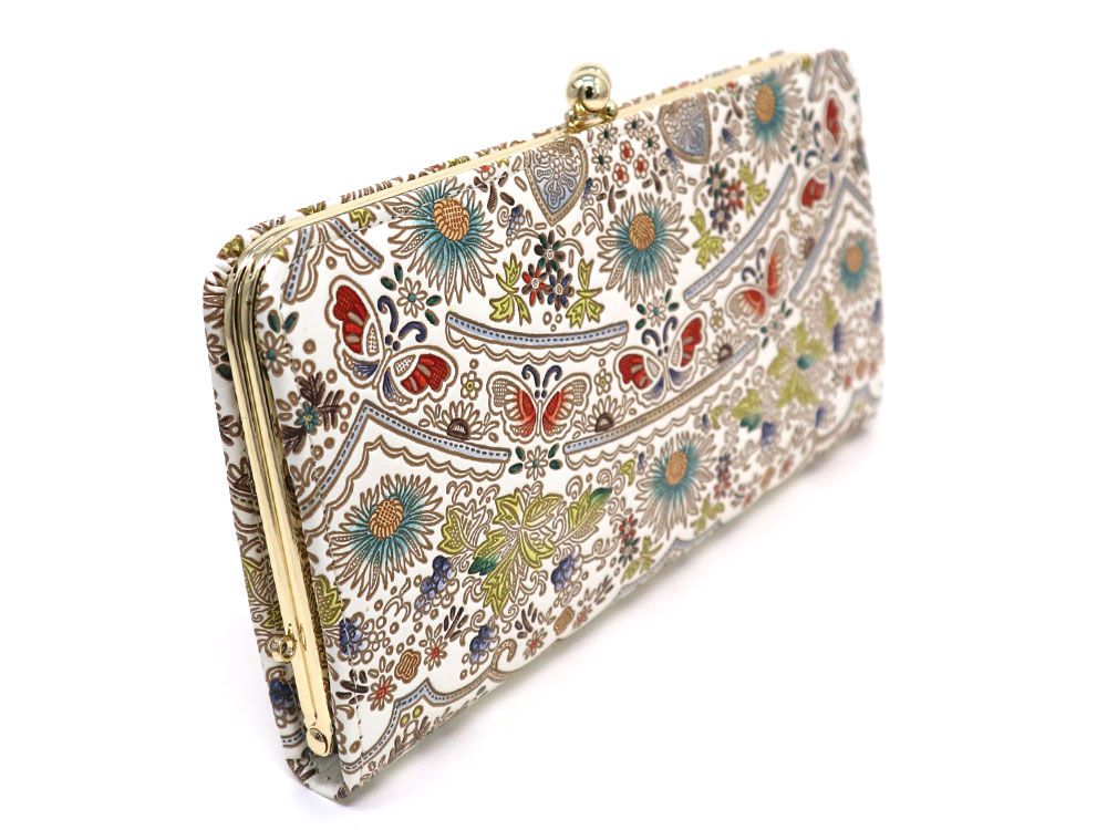 Mo Li Hua - Jasmine Flower (Blue) GAMAGUCHI Long Wallet with Clasp