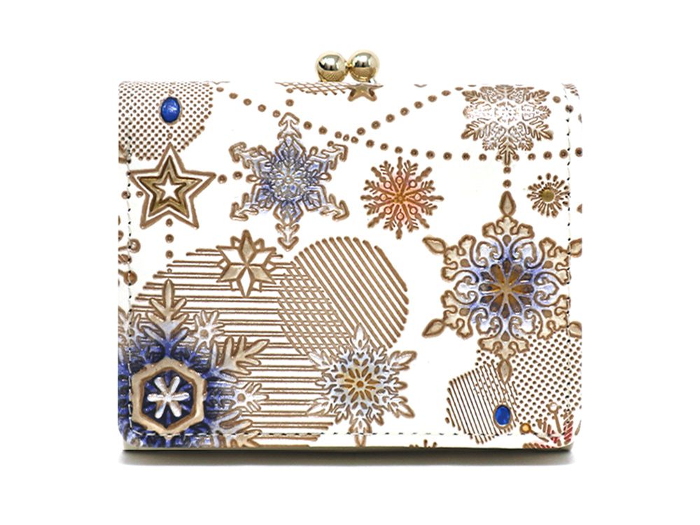 Snow Ornaments (Blue) Small GAMAGUCHI Trifold Wallet