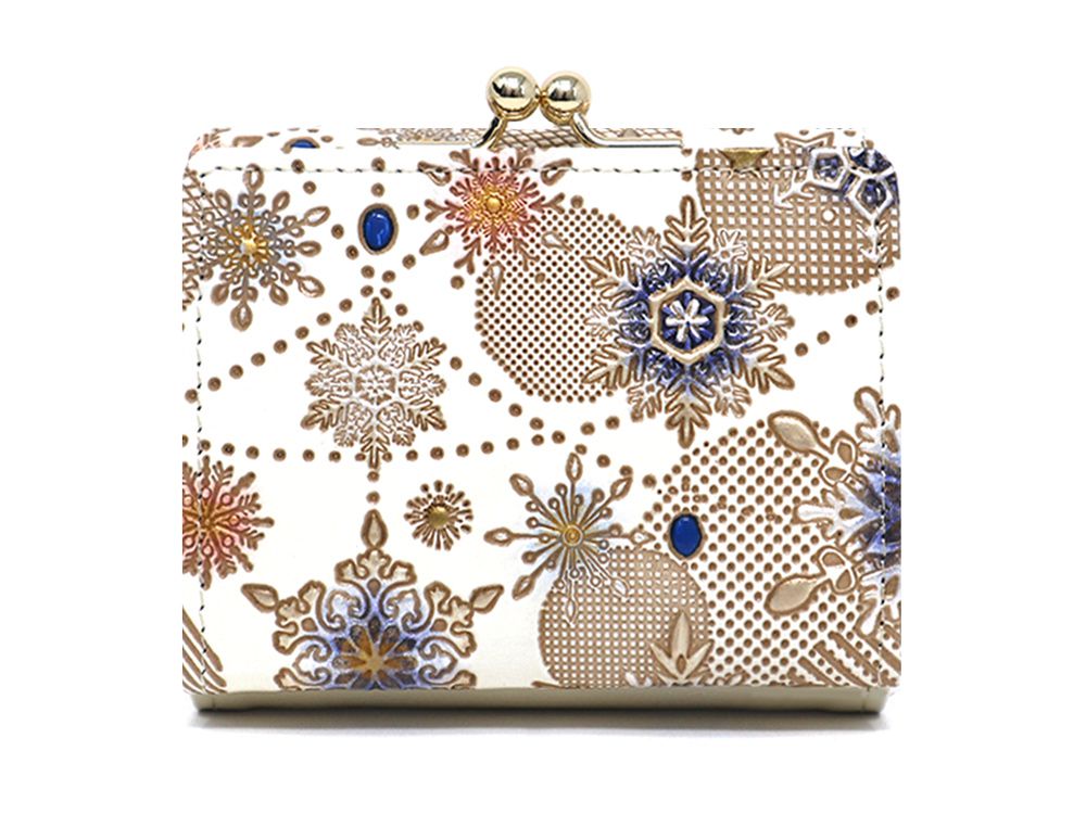 Snow Ornaments (Blue) Small GAMAGUCHI Trifold Wallet
