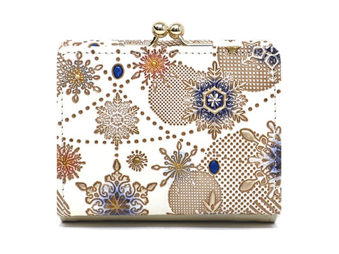 Snow Ornaments (Blue) Small GAMAGUCHI Trifold Wallet
