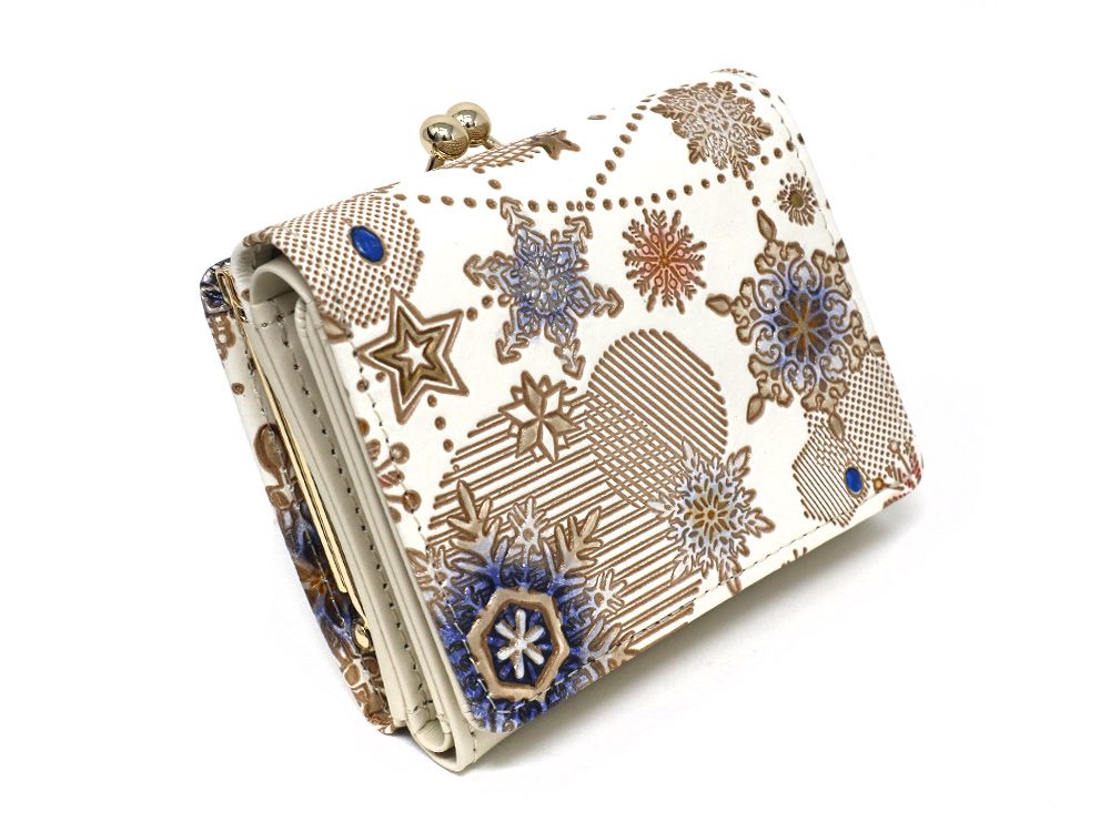 Snow Ornaments (Blue) Small GAMAGUCHI Trifold Wallet
