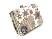 Snow Ornaments (Blue) Small GAMAGUCHI Trifold Wallet
