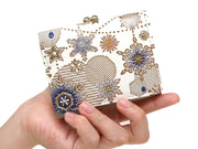 Snow Ornaments (Blue) Small GAMAGUCHI Trifold Wallet