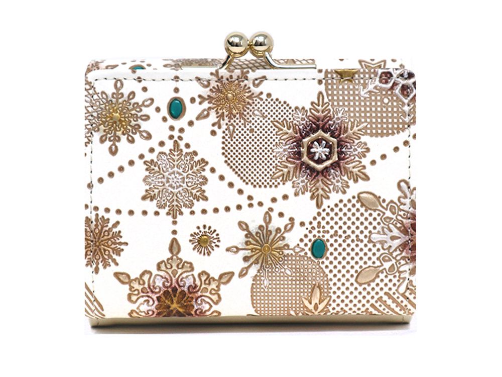Snow Ornaments (Brown) Small GAMAGUCHI Trifold Wallet