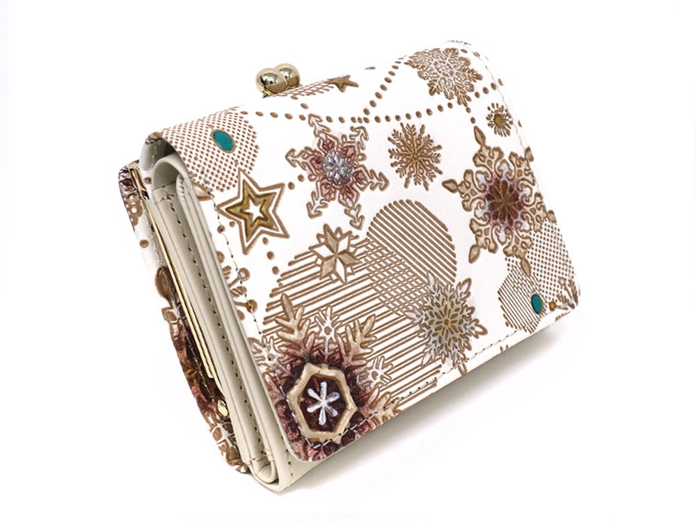 Snow Ornaments (Brown) Small GAMAGUCHI Trifold Wallet