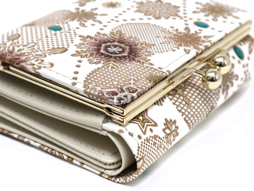 Snow Ornaments (Brown) Small GAMAGUCHI Trifold Wallet