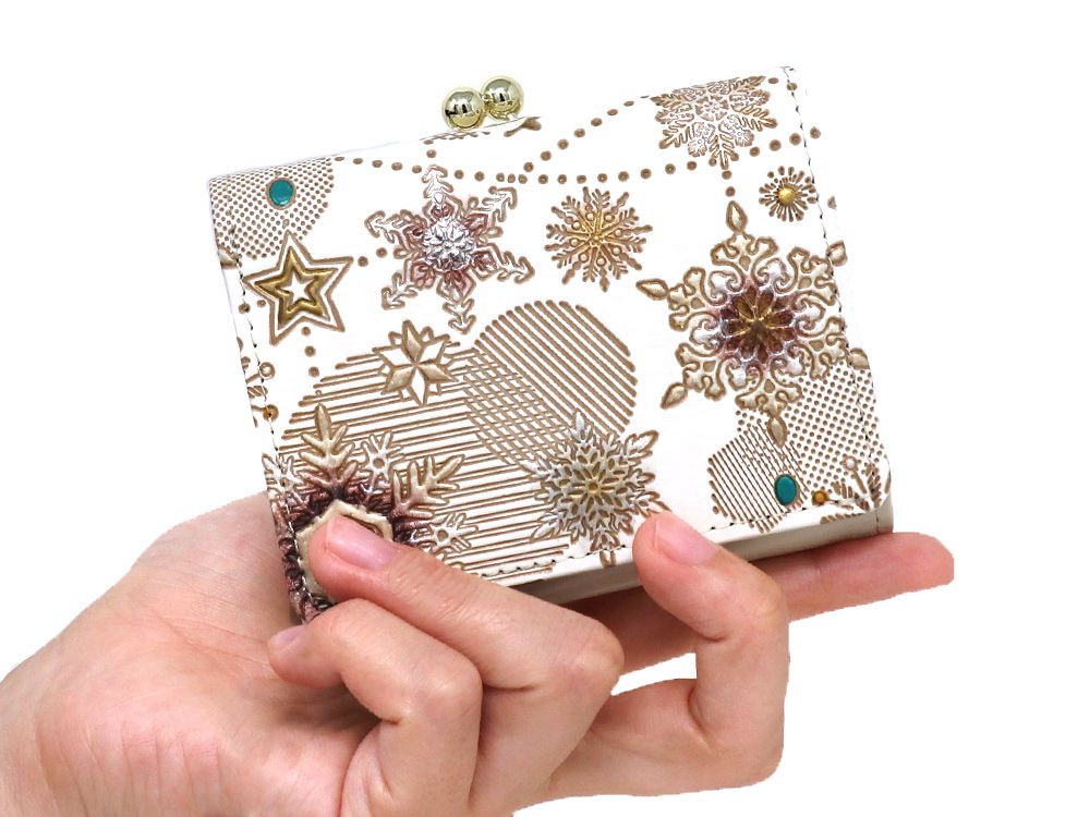 Snow Ornaments (Brown) Small GAMAGUCHI Trifold Wallet