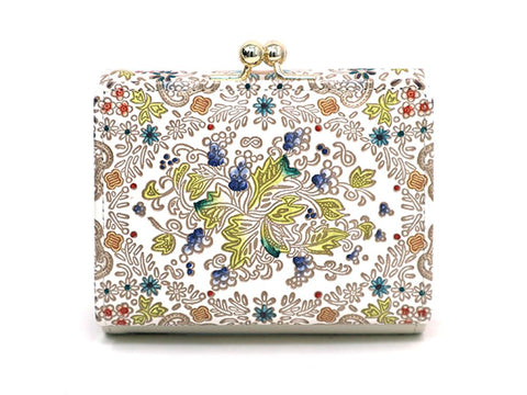 Mo Li Hua - Jasmine Flower (Blue) Small GAMAGUCHI Trifold Wallet