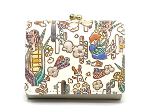 Popcorn Girl (Pastel colors) Small GAMAGUCHI Trifold Wallet