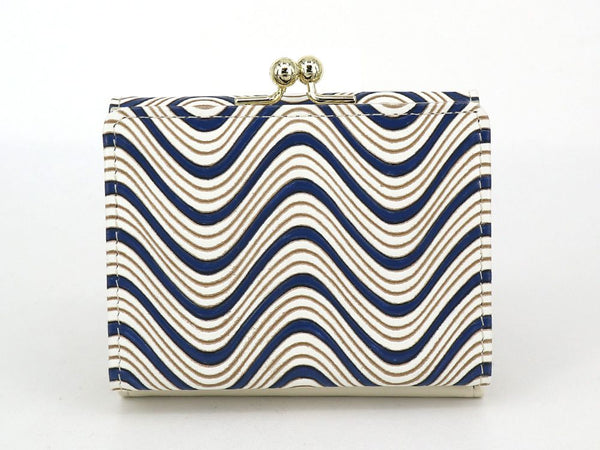 YOKONAMI Waves (Navy) Small GAMAGUCHI Trifold Wallet