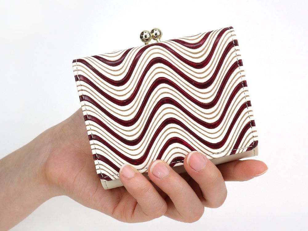 YOKONAMI Waves (Wine) Small GAMAGUCHI Trifold Wallet