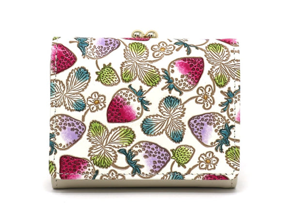 Strawberries (Mauve - Limited Ed.) Small GAMAGUCHI Trifold Wallet