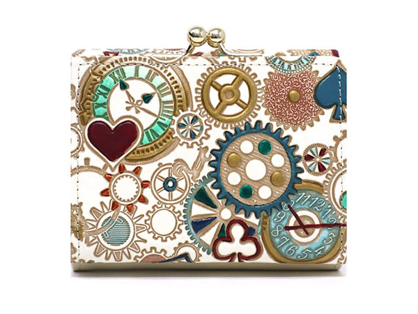Gears Of Time (Blue-Green) Small GAMAGUCHI Trifold Wallet