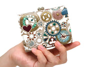 Gears Of Time (Blue-Green) Small GAMAGUCHI Trifold Wallet