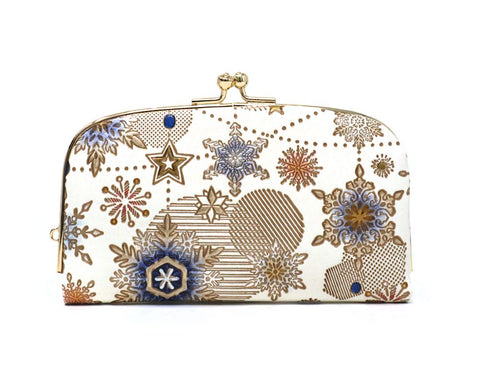 Snow Ornaments (Blue) GAMAGUCHI Small Clasp Purse