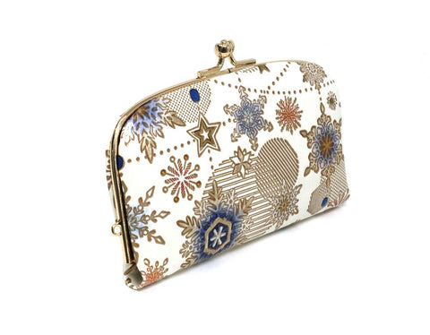 Snow Ornaments (Blue) GAMAGUCHI Small Clasp Purse