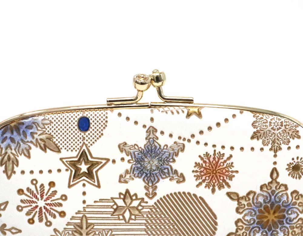 Snow Ornaments (Blue) GAMAGUCHI Small Clasp Purse