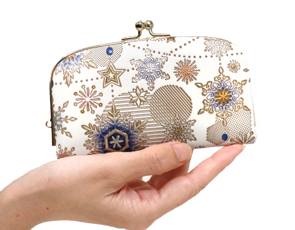 Snow Ornaments (Blue) GAMAGUCHI Small Clasp Purse